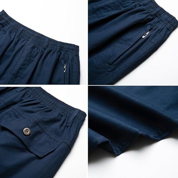 Men's Blue Cargo Elastic Waist Casual Long Trousers Light Jogger Pants Sz 3XL - Picture 6 of 6